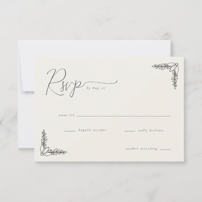 Elegante RSVP Botánico Negro (Anverso)