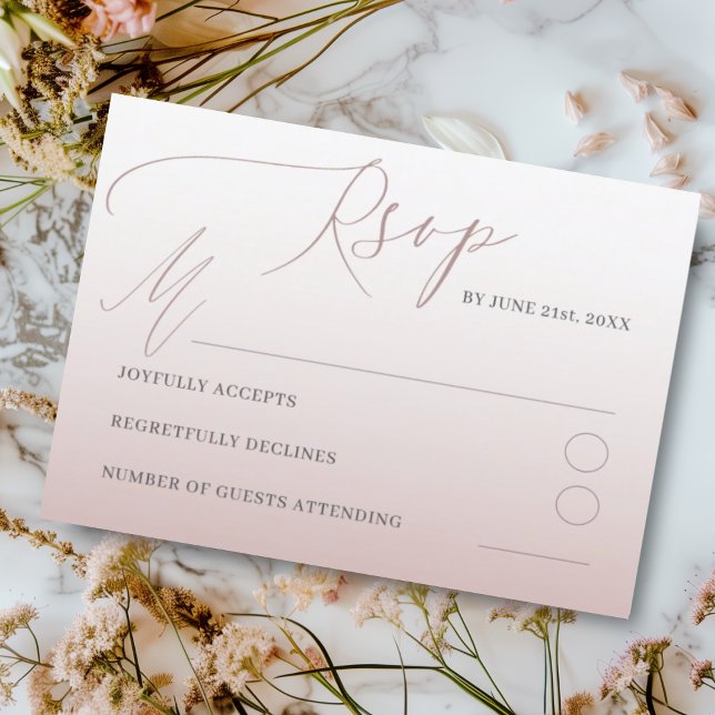 Elegante RSVP C de boda con gradiente de oro rosa (Subido por el creador)