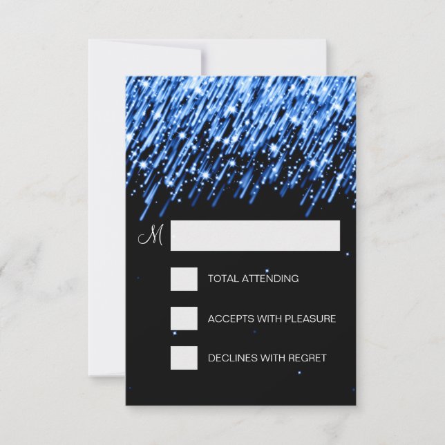 Elegante RSVP Caída Estrellas Azul (Anverso)