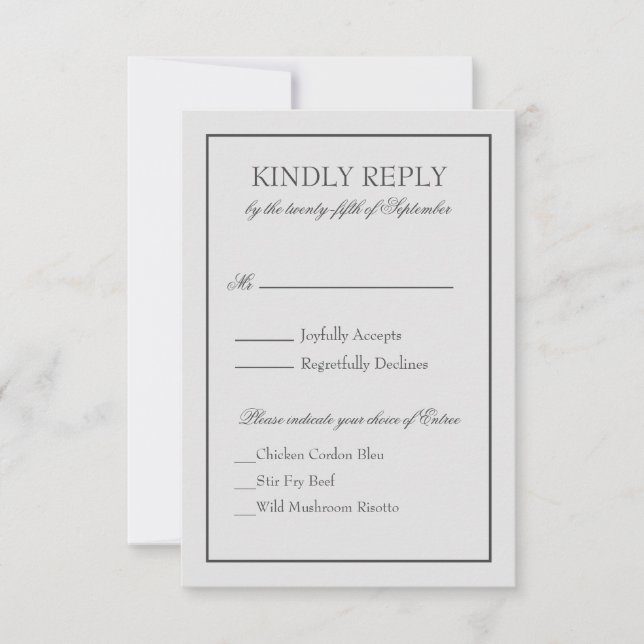 Elegante RSVP Con Dos Bordes Y Texto Scrip (Anverso)