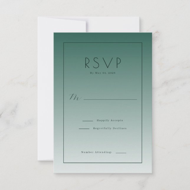 Elegante RSVP con gradiente de turquesa (Anverso)