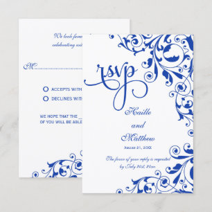 Elegante RSVP con Remolinos de Azul Real