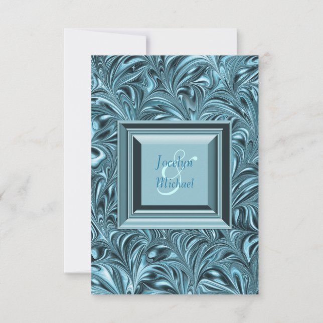 Elegante RSVP de boda azul turquesa (Anverso)