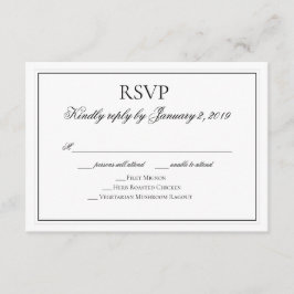 Elegante RSVP de Boda Blanca y Negra