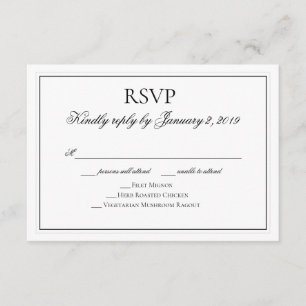 Elegante RSVP de Boda Blanca y Negra