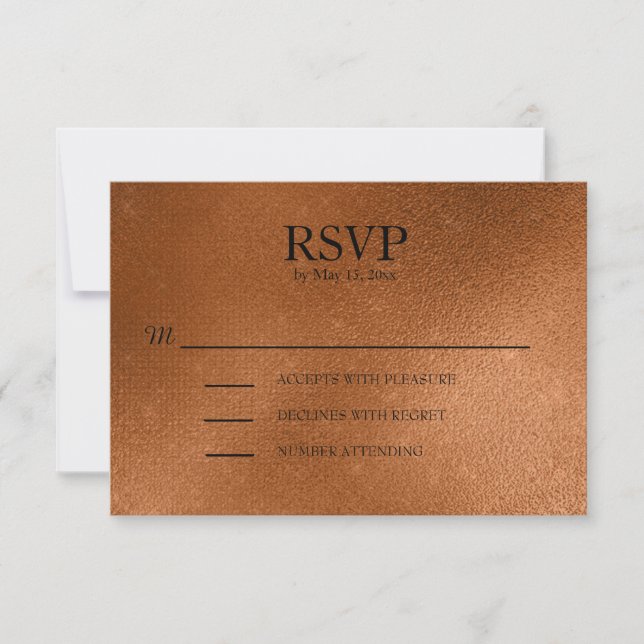 Elegante RSVP de boda de cobre (Anverso)