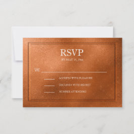Elegante RSVP de boda de cobre metálico