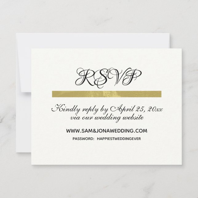 Elegante RSVP de boda de marfil (Anverso)