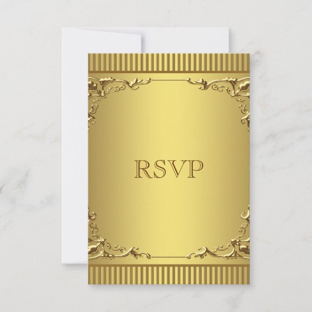 Elegante RSVP de Boda de Oro (Anverso)