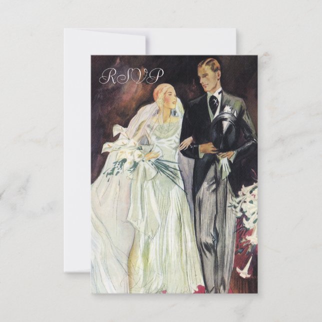 Elegante RSVP de Boda Eduardiana (Anverso)