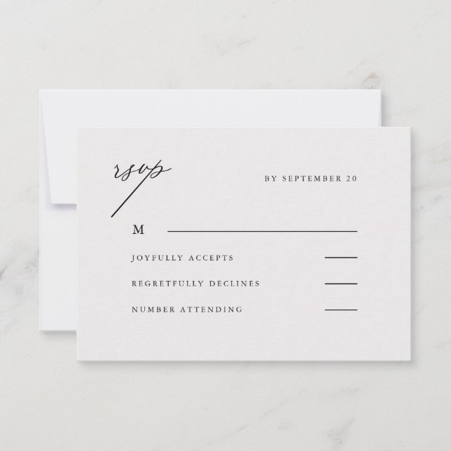 Elegante Rsvp de Boda en Negro (Anverso)
