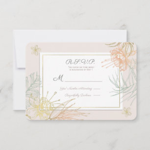 Elegante RSVP de boda floral botánica tropical