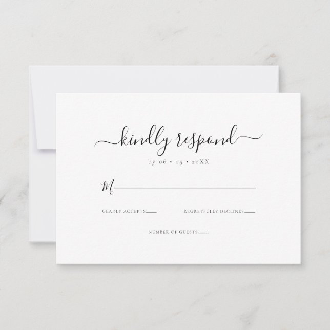 Elegante RSVP de Boda Mínimo Responder Amablemente (Anverso)