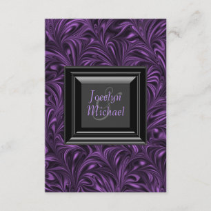 Elegante RSVP de boda morado y negro