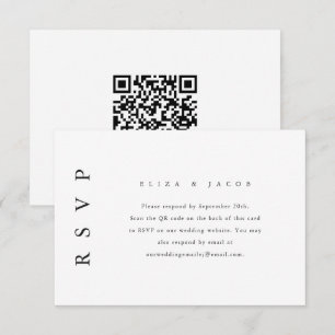 Elegante RSVP de Boda Negra con código QR
