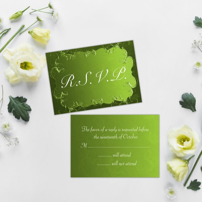 Elegante RSVP de Boda Verde (Subido por el creador)