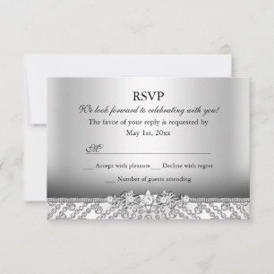 Elegante RSVP de Diamante Plata