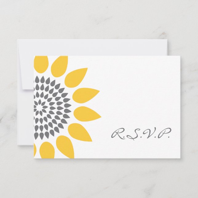 Elegante RSVP de Girasol (Anverso)