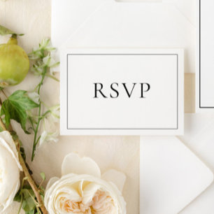 Elegante RSVP de Guión Clásico Negro y Blanco