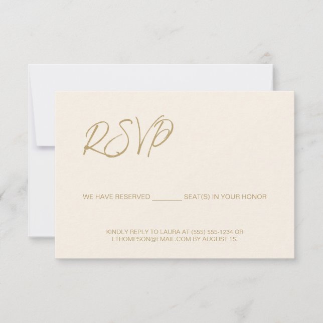Elegante RSVP de marfil moderno sin asiento reserv (Anverso)