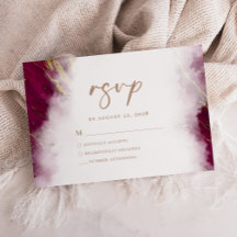 Elegante RSVP de mármol rojo burgundy dorado