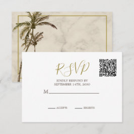 Elegante RSVP de matrimonio de código QR de árbol 