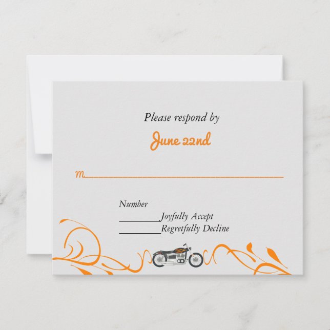 Elegante RSVP de Motocicleta y Boda Swirls (Anverso)