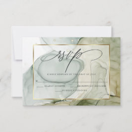 Elegante RSVP desangrada vibrantes verdes y dorado