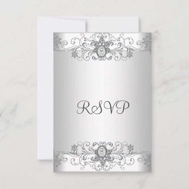 Elegante RSVP Diamante Blanco Plata (Anverso)