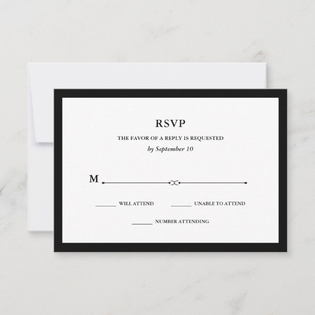 Elegante | RSVP en blanco y negro (Anverso)