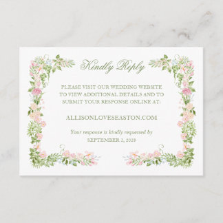 Elegante RSVP en línea de boda floral con acuarela
