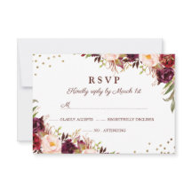 Elegante RSVP Floral Burgundy Oro