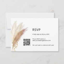 Elegante RSVP floral con código QR Pampas rosadas