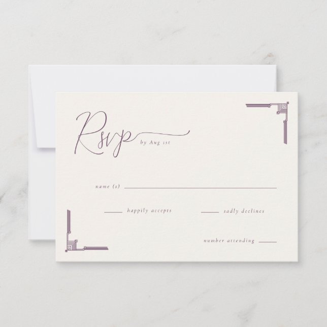 Elegante RSVP Geométrico de Lavanda (Anverso)