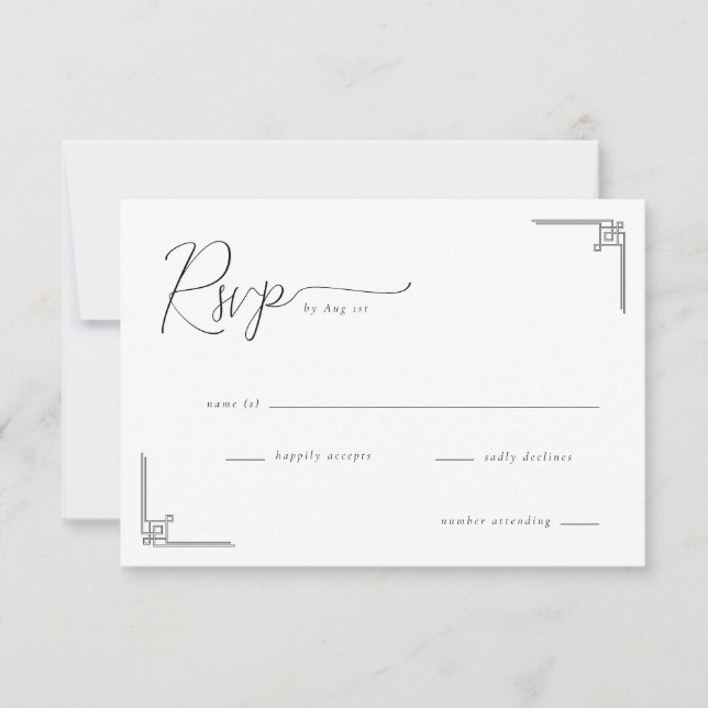 Elegante RSVP Geométrico Negro (Anverso)