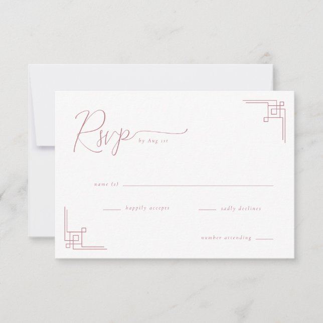 Elegante RSVP Geométrico Rosa (Anverso)