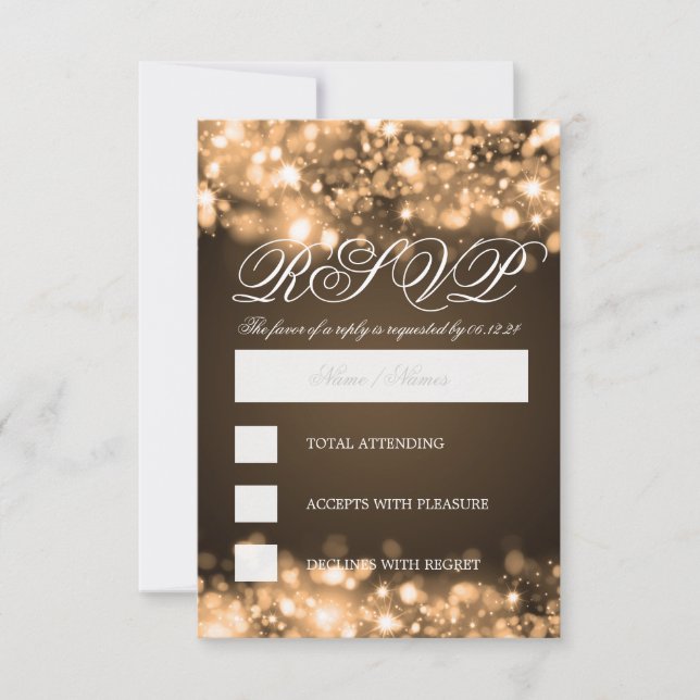 Elegante RSVP Luces de Esparkling Gold (Anverso)