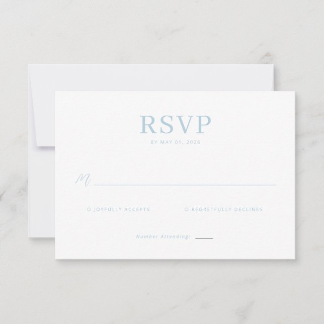 Elegante RSVP Minimalista Azul (Anverso)