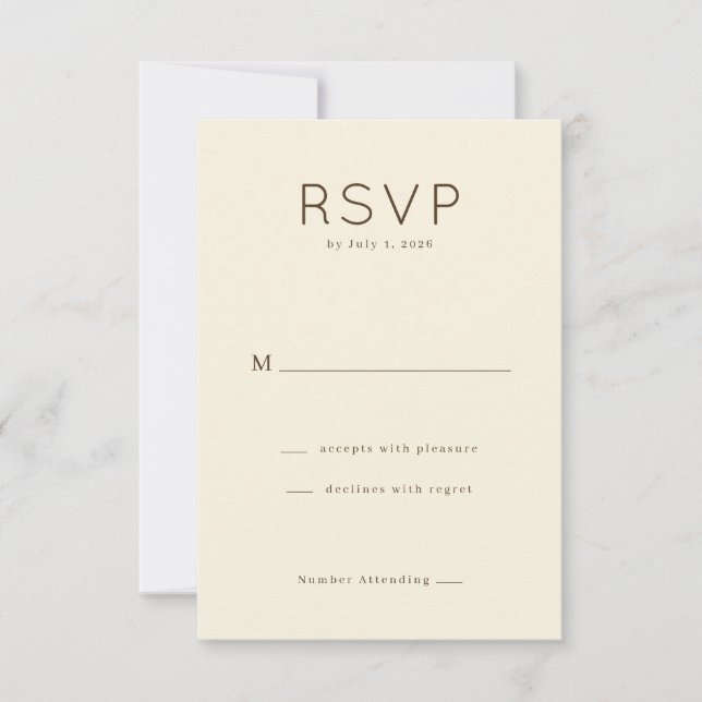 Elegante RSVP Minimalista Beige (Anverso)