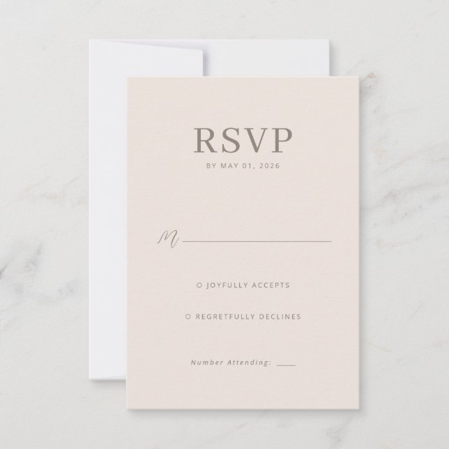 Elegante RSVP Minimalista Beige (Anverso)