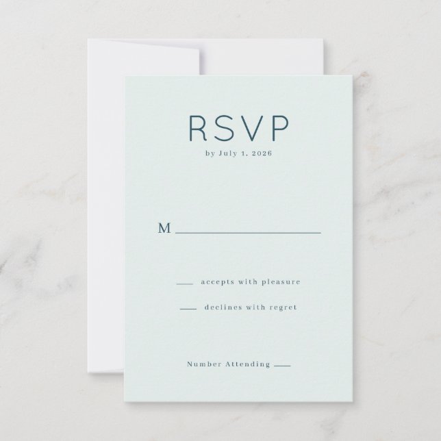 Elegante RSVP Minimalista de Menta (Anverso)