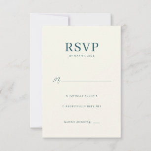 Elegante RSVP minimalista en azul turquesa