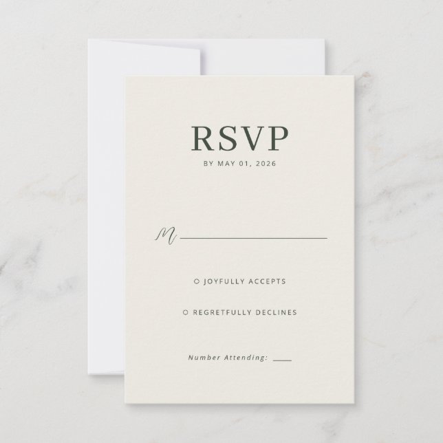Elegante RSVP Minimalista en Beige (Anverso)