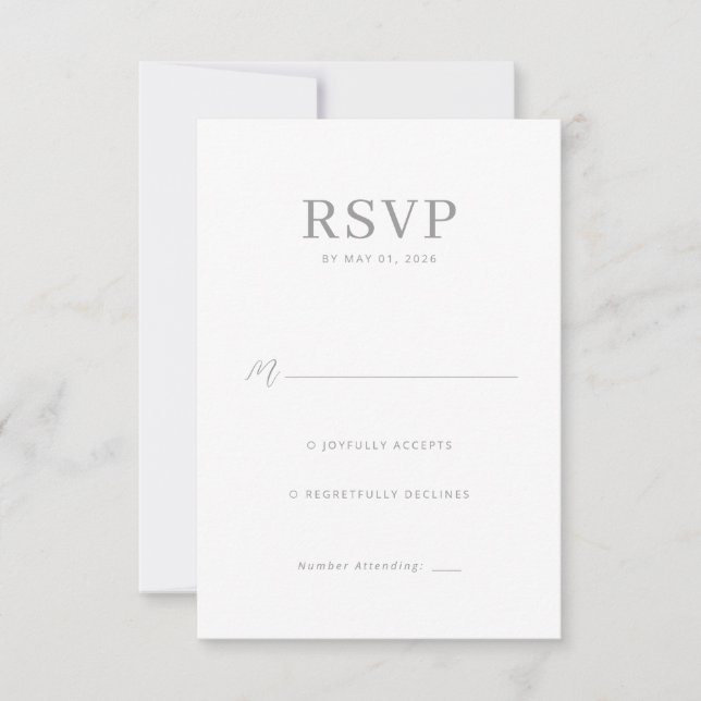Elegante RSVP Minimalista Gris (Anverso)