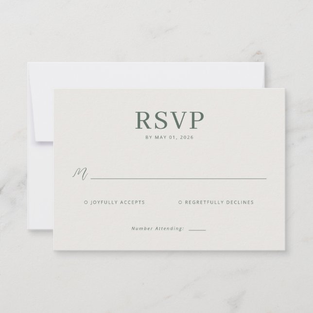 Elegante RSVP Minimalista Gris (Anverso)