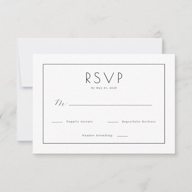 Elegante RSVP Minimalista Negro (Anverso)
