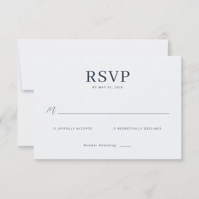 Elegante RSVP Minimalista Negro (Anverso)