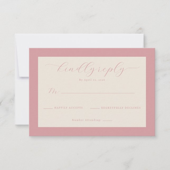 Elegante RSVP Minimalista Rosa (Anverso)