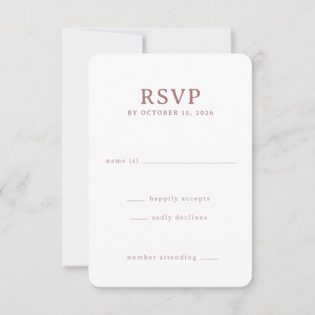 Elegante RSVP Minimalista Rosa (Anverso)