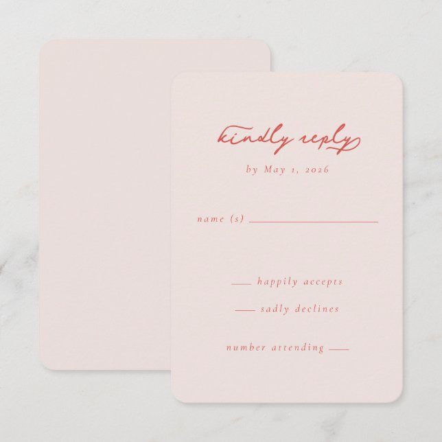 Elegante RSVP Minimalista Rosa (Anverso / Reverso)